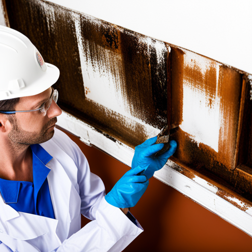 inspector taking mold sample