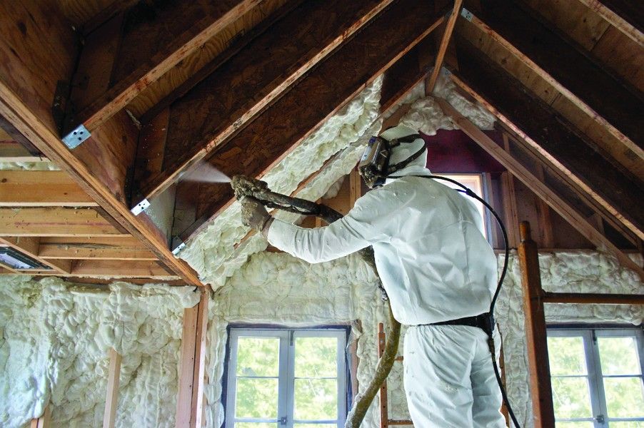 Completed spray foam insulation