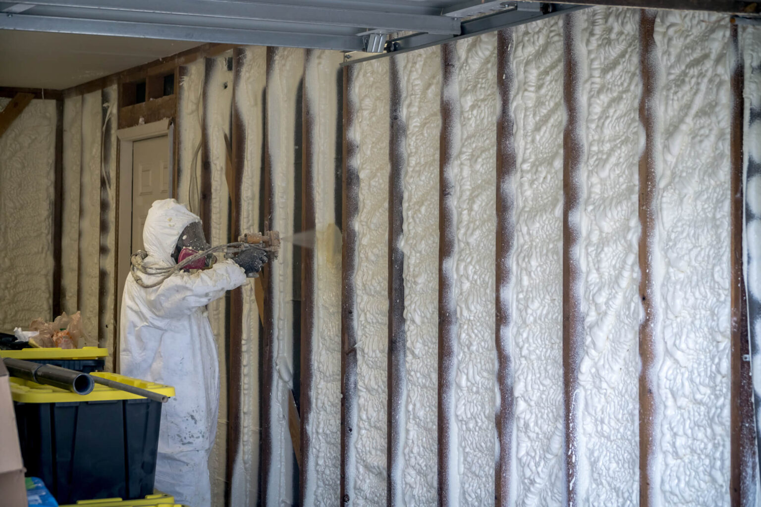 Spray foam insulation application